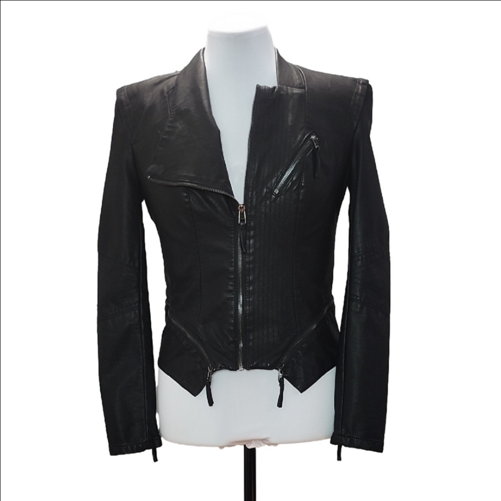 NWOT BLANK NYC Black vegan leather asymmetrical moto biker jacket